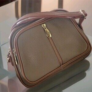 VALENTINA Tan Leather Crossbody Purse Bag Triple Zip Italy NWOT